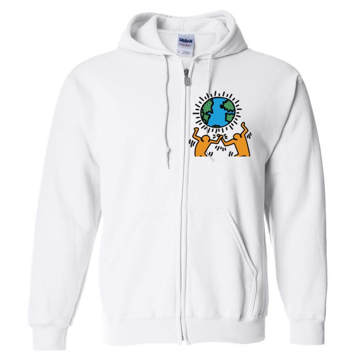 Keith Haring Earth Day Artwork Full Zip Hoodie