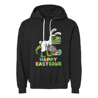 kid Happy Eastrawr Trex Easter Bunny Egg Funny Dinosaur kid Garment-Dyed Fleece Hoodie