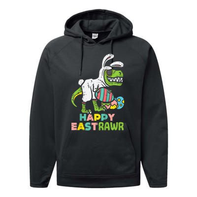 kid Happy Eastrawr Trex Easter Bunny Egg Funny Dinosaur kid Performance Fleece Hoodie