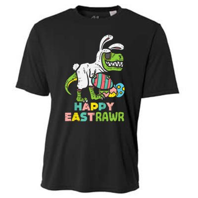 kid Happy Eastrawr Trex Easter Bunny Egg Funny Dinosaur kid Cooling Performance Crew T-Shirt