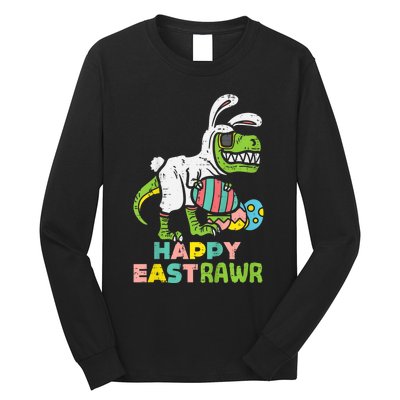 kid Happy Eastrawr Trex Easter Bunny Egg Funny Dinosaur kid Long Sleeve Shirt