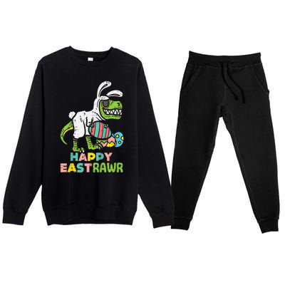 kid Happy Eastrawr Trex Easter Bunny Egg Funny Dinosaur kid Premium Crewneck Sweatsuit Set