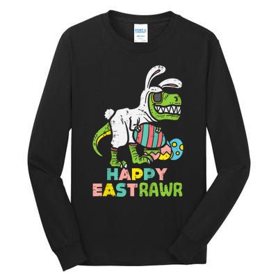 kid Happy Eastrawr Trex Easter Bunny Egg Funny Dinosaur kid Tall Long Sleeve T-Shirt