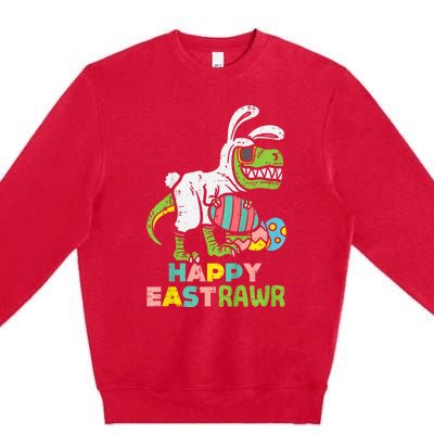 kid Happy Eastrawr Trex Easter Bunny Egg Funny Dinosaur kid Premium Crewneck Sweatshirt