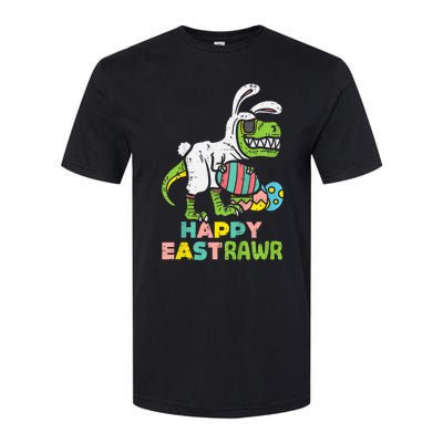 kid Happy Eastrawr Trex Easter Bunny Egg Funny Dinosaur kid Softstyle CVC T-Shirt