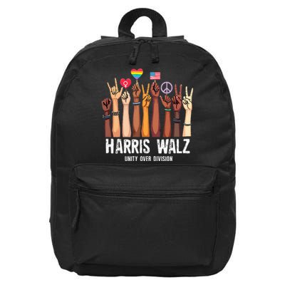 Kamala Harris Election Day Harris Walz Unity Over Division 16 in Basic Backpack