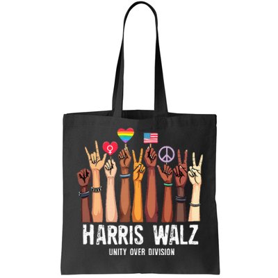 Kamala Harris Election Day Harris Walz Unity Over Division Tote Bag