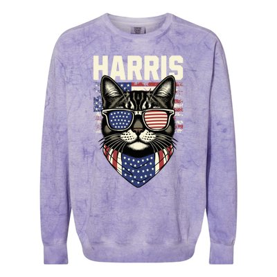 Kamala Harris For President 2024 Funny Cat Lady Graphic Election President 2024 Colorblast Crewneck Sweatshirt