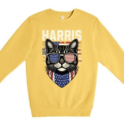 Kamala Harris For President 2024 Funny Cat Lady Graphic Election President 2024 Premium Crewneck Sweatshirt