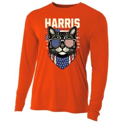 Kamala Harris For President 2024 Funny Cat Lady Graphic Election President 2024 Cooling Performance Long Sleeve Crew