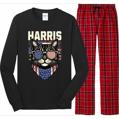 Kamala Harris For President 2024 Funny Cat Lady Graphic Election President 2024 Long Sleeve Pajama Set