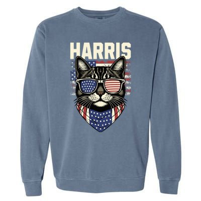 Kamala Harris For President 2024 Funny Cat Lady Graphic Election President 2024 Garment-Dyed Sweatshirt