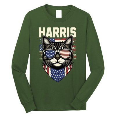 Kamala Harris For President 2024 Funny Cat Lady Graphic Election President 2024 Long Sleeve Shirt