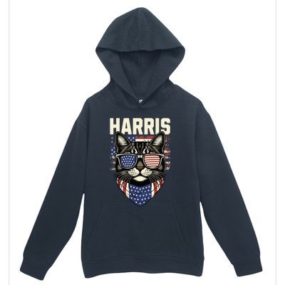 Kamala Harris For President 2024 Funny Cat Lady Graphic Election President 2024 Urban Pullover Hoodie