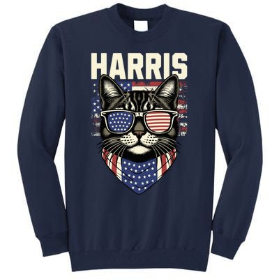 Kamala Harris For President 2024 Funny Cat Lady Graphic Election President 2024 Tall Sweatshirt