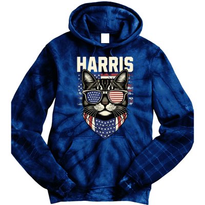 Kamala Harris For President 2024 Funny Cat Lady Graphic Election President 2024 Tie Dye Hoodie