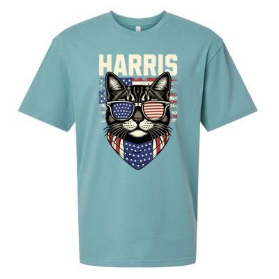 Kamala Harris For President 2024 Funny Cat Lady Graphic Election President 2024 Sueded Cloud Jersey T-Shirt