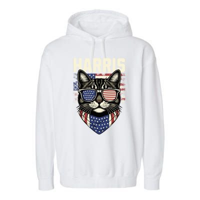 Kamala Harris For President 2024 Funny Cat Lady Graphic Election President 2024 Garment-Dyed Fleece Hoodie