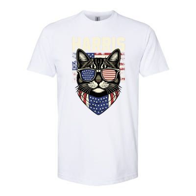 Kamala Harris For President 2024 Funny Cat Lady Graphic Election President 2024 Softstyle CVC T-Shirt