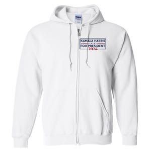 Kamala Harris For President 2024 Full Zip Hoodie