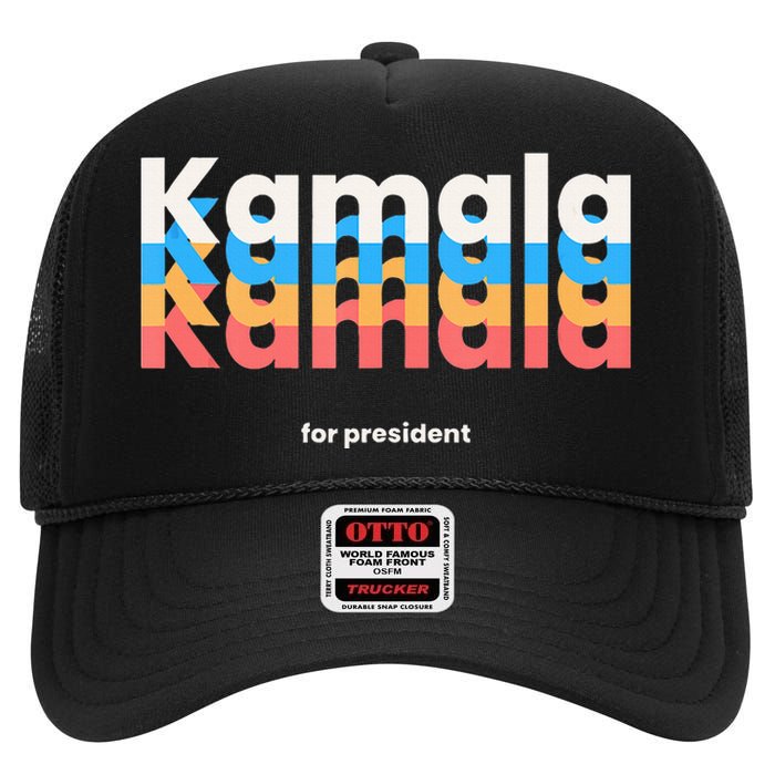 Kamala Harris For President 2024 Harris 2024 Democrat Usa High Crown Mesh Back Trucker Hat