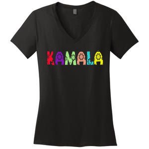 Kamala Harris Floral Pretty Floral Flowers Women's V-Neck T-Shirt