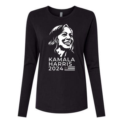 Kamala Harris Face Portrait 2024 Womens Cotton Relaxed Long Sleeve T-Shirt