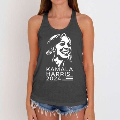 Kamala Harris Face Portrait 2024 Women's Knotted Racerback Tank