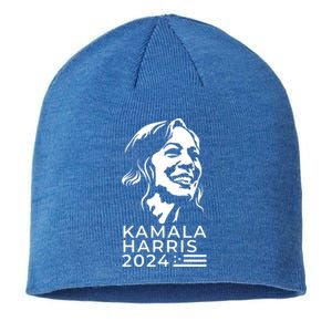 Kamala Harris Face Portrait 2024 Sustainable Beanie