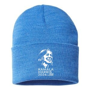 Kamala Harris Face Portrait 2024 Sustainable Knit Beanie