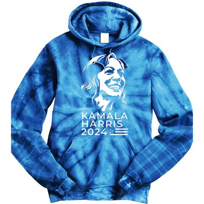 Kamala Harris Face Portrait 2024 Tie Dye Hoodie