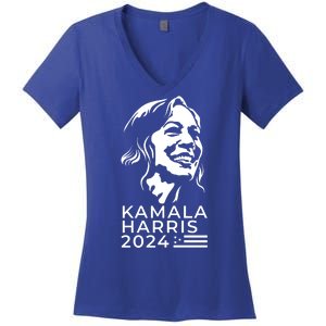 Kamala Harris Face Portrait 2024 Women's V-Neck T-Shirt