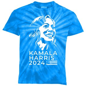 Kamala Harris Face Portrait 2024 Kids Tie-Dye T-Shirt