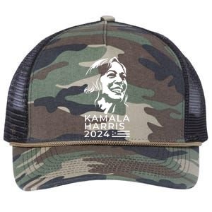 Kamala Harris Face Portrait 2024 Retro Rope Trucker Hat Cap