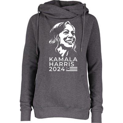 Kamala Harris Face Portrait 2024 Womens Funnel Neck Pullover Hood