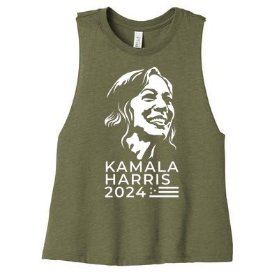 Kamala Harris Face Portrait 2024 Women's Racerback Cropped Tank