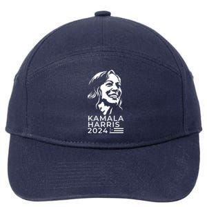 Kamala Harris Face Portrait 2024 7-Panel Snapback Hat