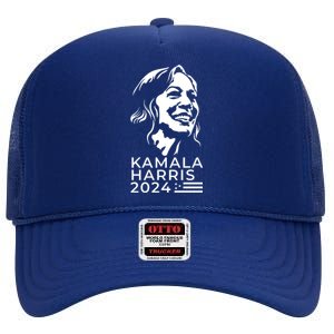 Kamala Harris Face Portrait 2024 High Crown Mesh Back Trucker Hat