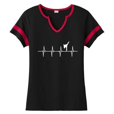 Karate Heartbeat For Martial Artists Ladies Halftime Notch Neck Tee