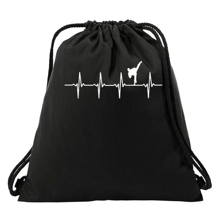 Karate Heartbeat For Martial Artists Drawstring Bag