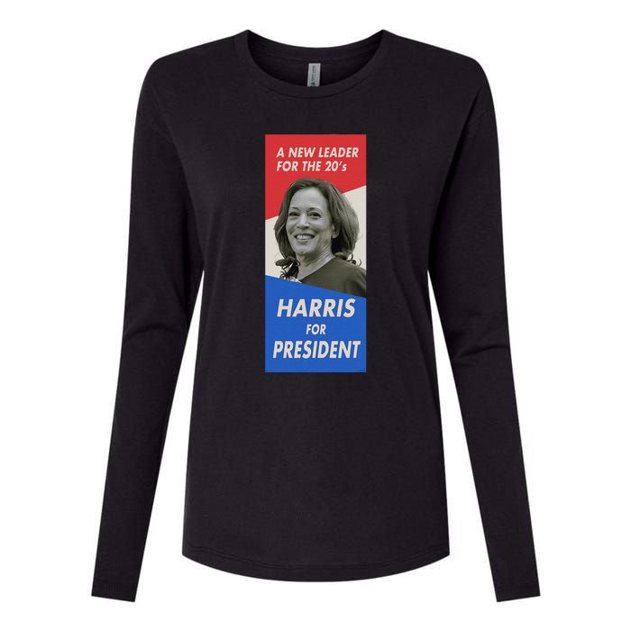 Kamala Harris For President 2024 Harris Retro Vintage Poster Womens Cotton Relaxed Long Sleeve T-Shirt