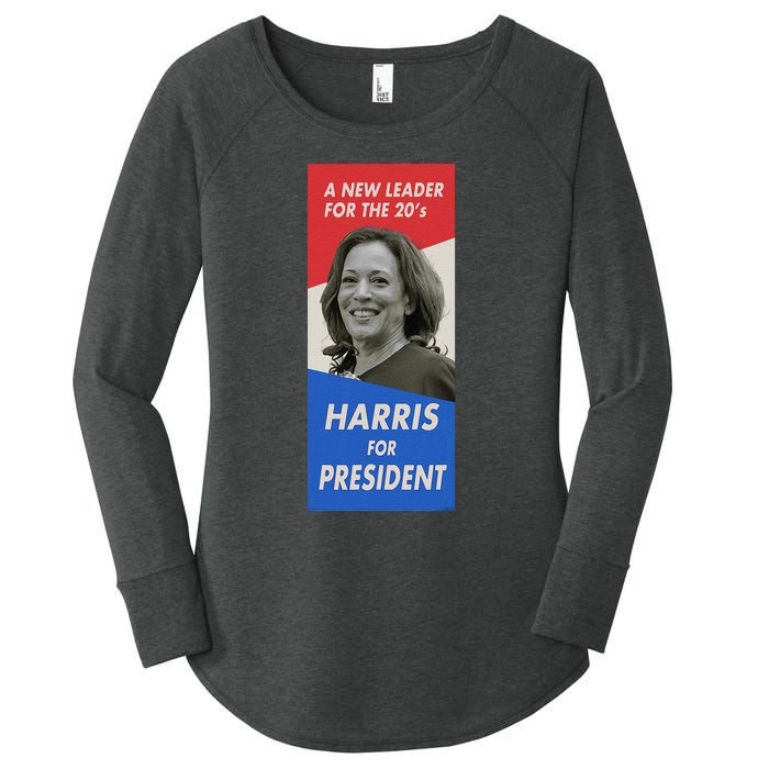 Kamala Harris For President 2024 Harris Retro Vintage Poster Women's Perfect Tri Tunic Long Sleeve Shirt