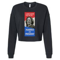 Kamala Harris For President 2024 Harris Retro Vintage Poster Cropped Pullover Crew