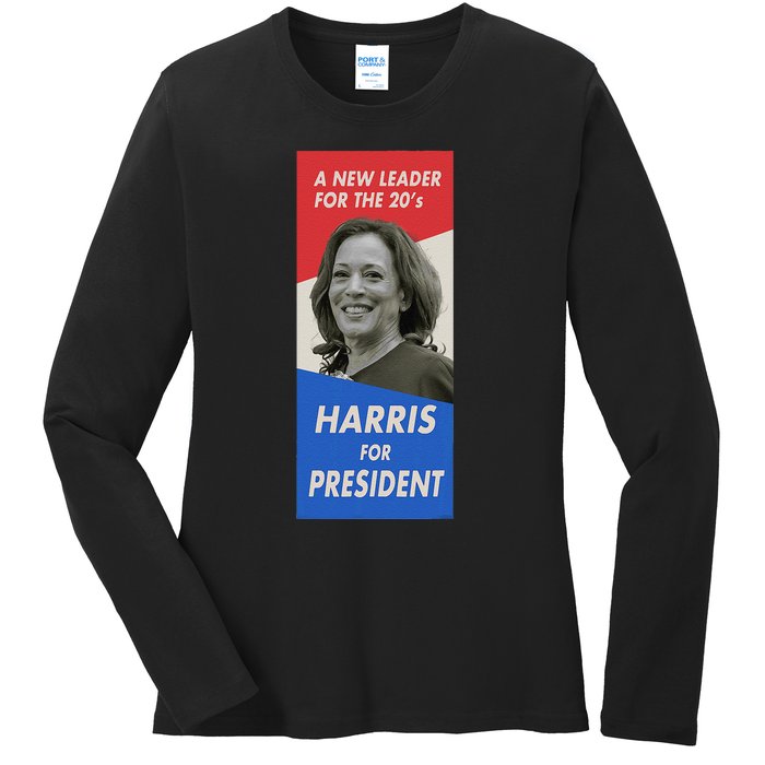 Kamala Harris For President 2024 Harris Retro Vintage Poster Ladies Long Sleeve Shirt