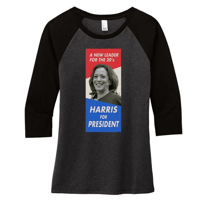 Kamala Harris For President 2024 Harris Retro Vintage Poster Women's Tri-Blend 3/4-Sleeve Raglan Shirt