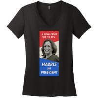 Kamala Harris For President 2024 Harris Retro Vintage Poster Women's V-Neck T-Shirt