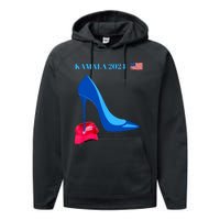 Kamala Harris For President 2024 High Heel Crushed Maga Hat Performance Fleece Hoodie