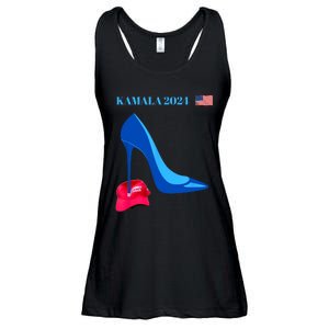 Kamala Harris For President 2024 High Heel Crushed Maga Hat Ladies Essential Flowy Tank