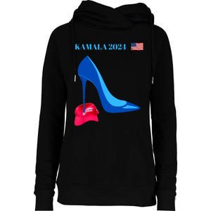 Kamala Harris For President 2024 High Heel Crushed Maga Hat Womens Funnel Neck Pullover Hood