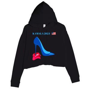 Kamala Harris For President 2024 High Heel Crushed Maga Hat Crop Fleece Hoodie